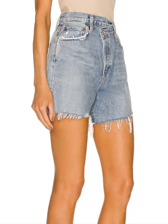 Agolde Criss Cross Denim Shorts In Symbol Size 26 - Picture 2 of 9